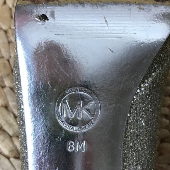 Michael Michael Kors Sparkling Silver Platform Slip On Pumps Size 8 - Picture 9 of 9